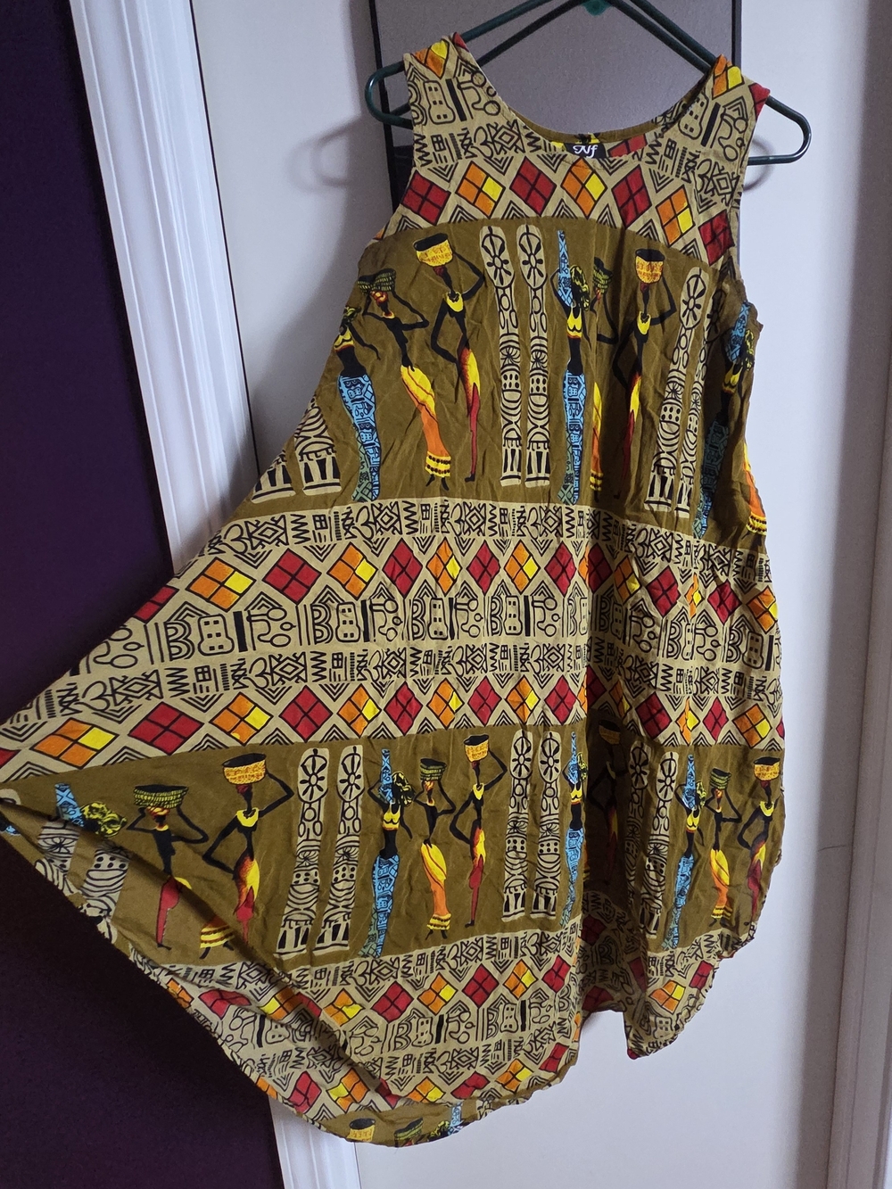 Olive Multicolor Printed Cotton Skirt